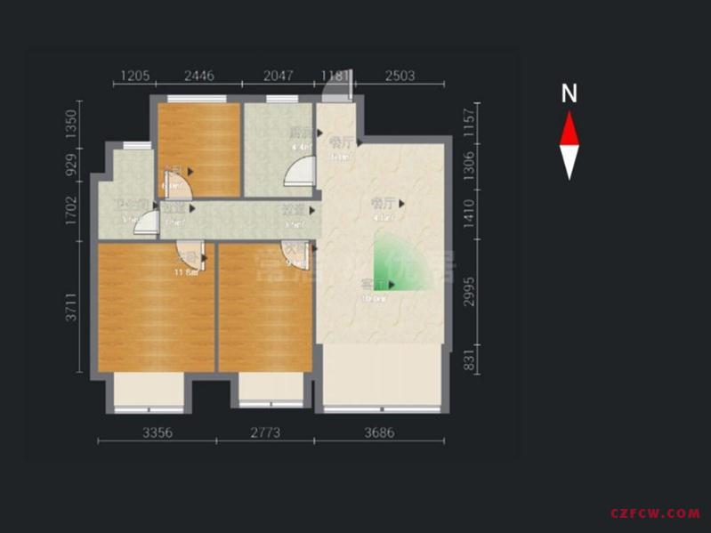 淹城红星旁招商花园城精装小三房88平130万